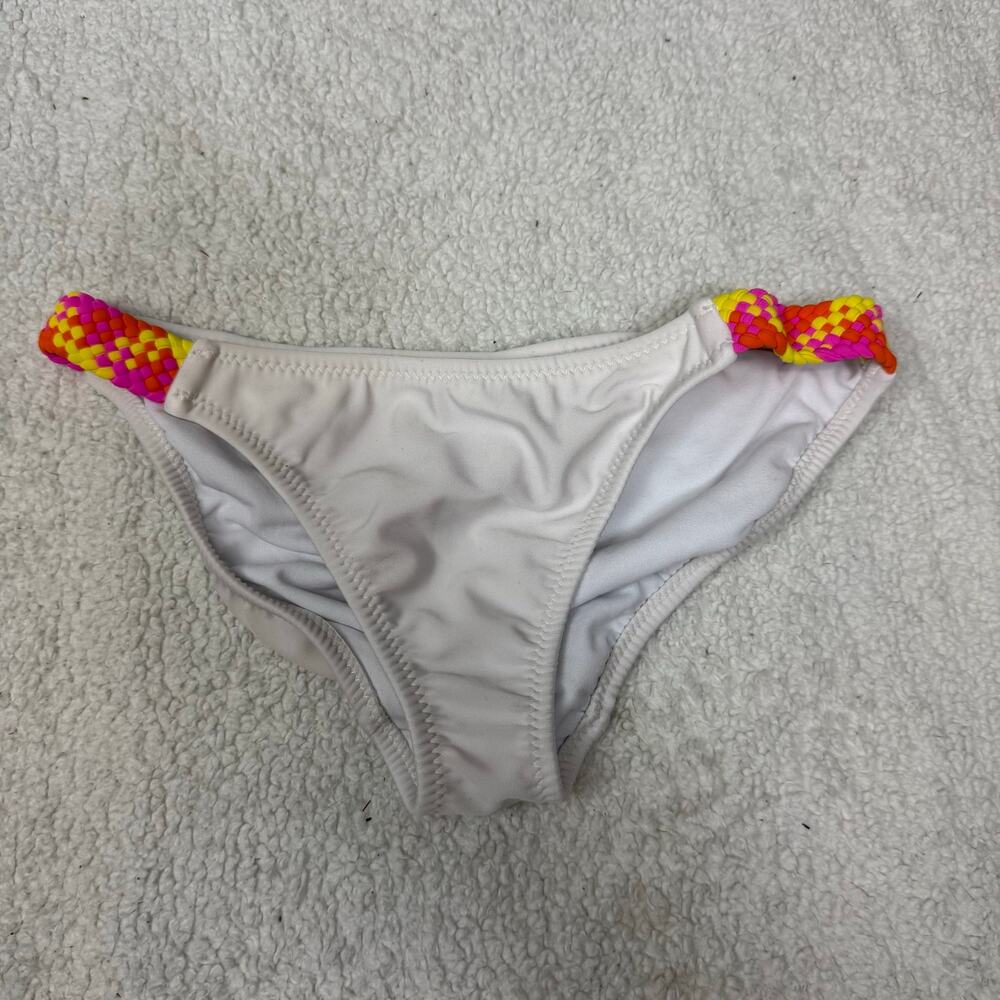 Aeropostale Aero White Bikini Swim Bottoms  Braide Pink Yellow Orange M Medium